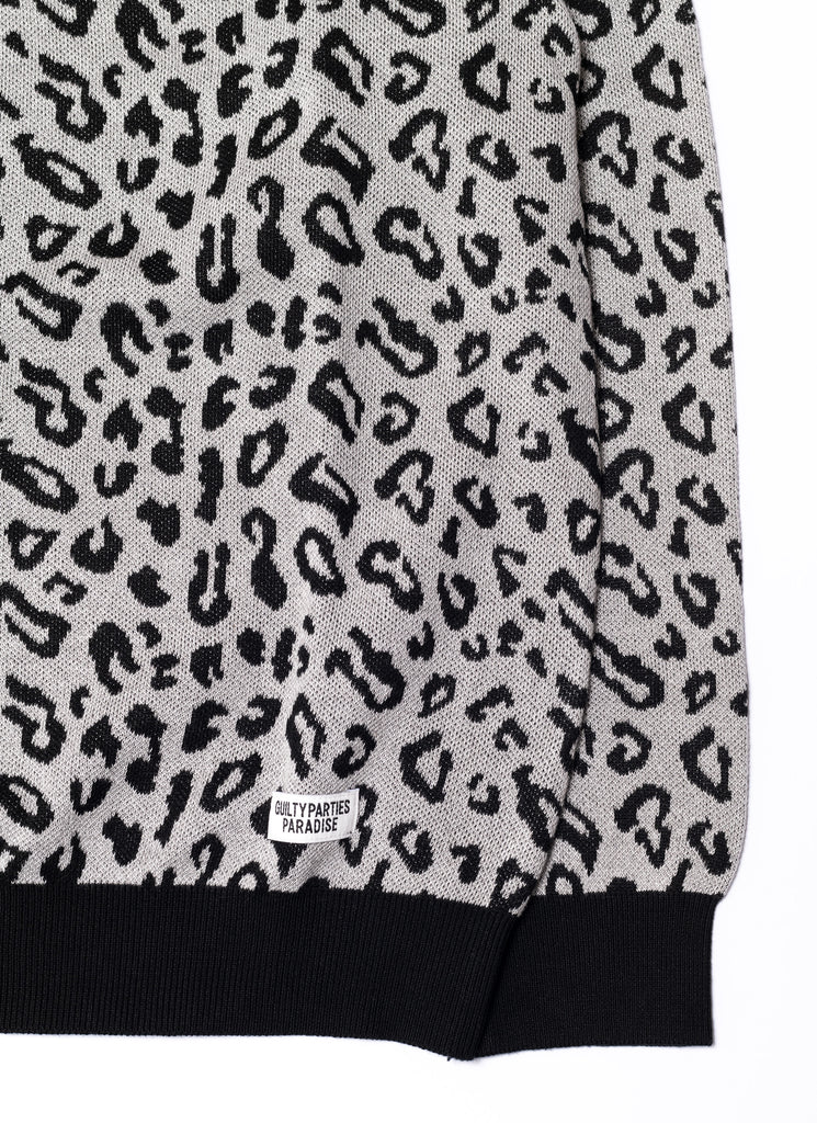 WACKO MARIA/GUILTY PARTIES "LEOPARD KNIT POLO SHIRT" GRAY