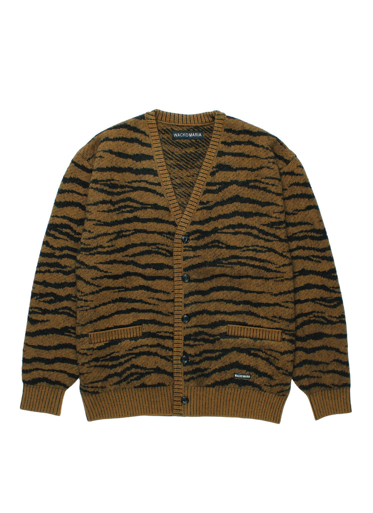 WACKO MARIA/GUILTY PARTIES "TIGER JACQUARD MOHAIR CARDIGAN" BROWN