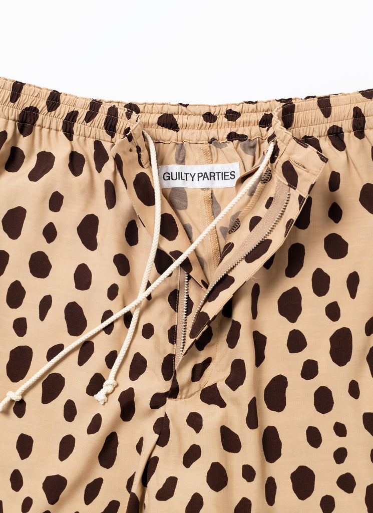 WACKO MARIA/GUILTY PARTIES "LEOPARD HAWAIIAN SHORTS" BEIGE x BROWN