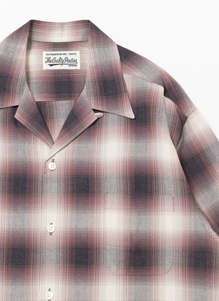 WACKO MARIA/GUILTY PARTIES "OMBRE CHECK OPEN COLLAR SHIRT" PURPLE BASE