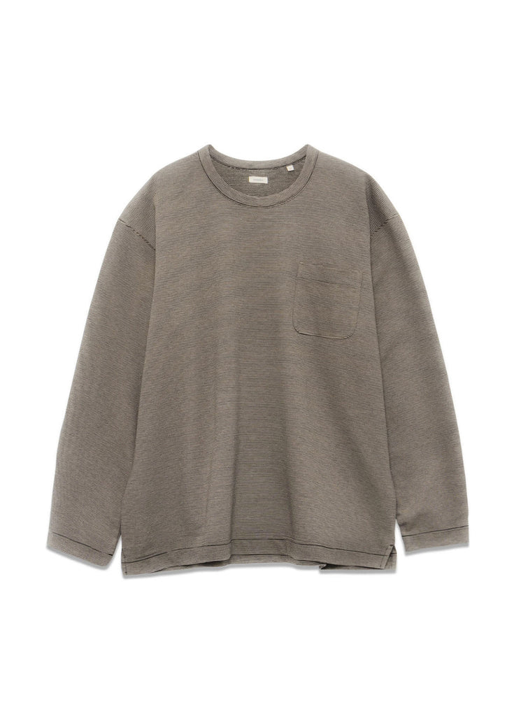 nanamica “STRIPE BORDER TOP” BLACK X GRAY