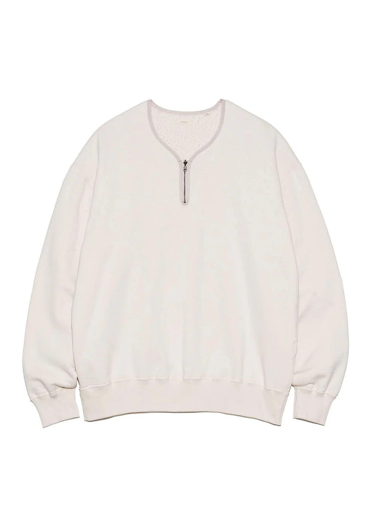 nanamica "REVERSIBLE HALF ZIP SWEAT SHIRT" GRAYISH PINK