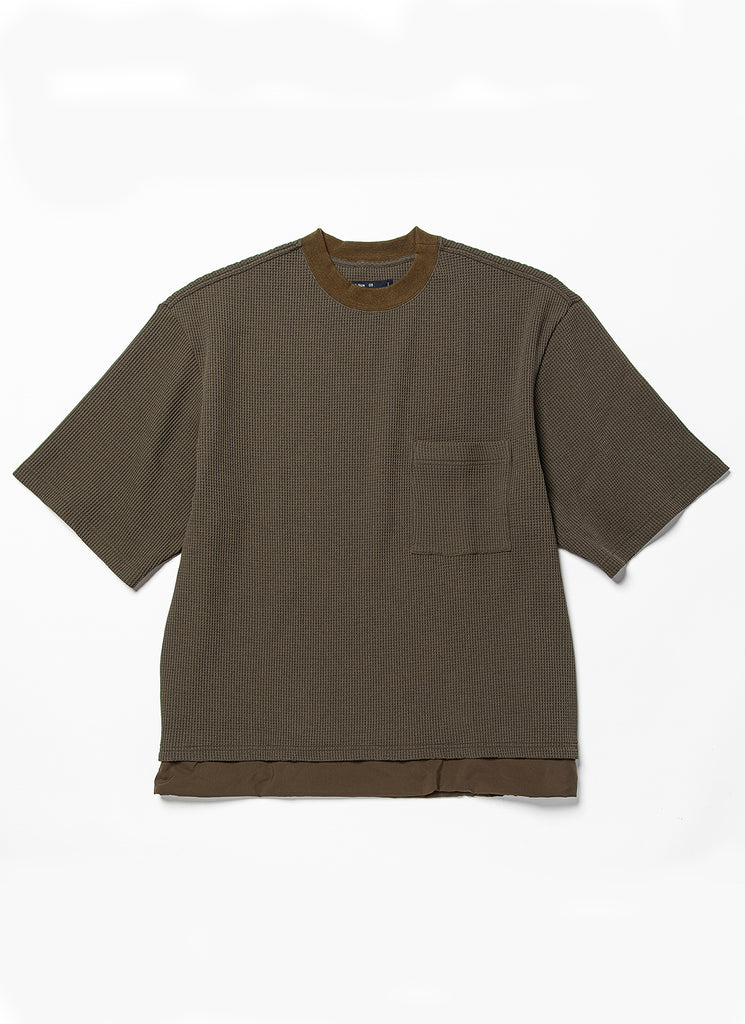 MEANSWHILE "SOLOTEX® WAFFLE S/S T-SHIRT" KHAKI