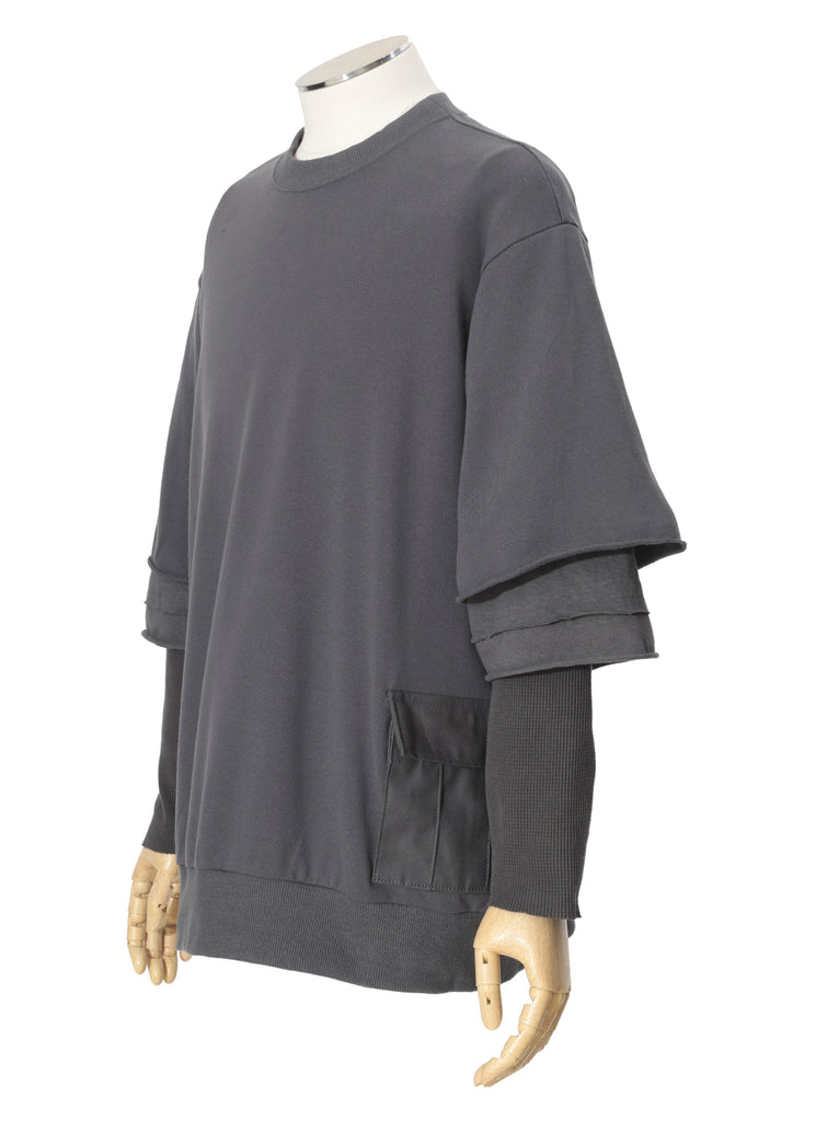 UNDERCOVER "UC1C4811 LAYERD CRERW NECK" CHARCOAL