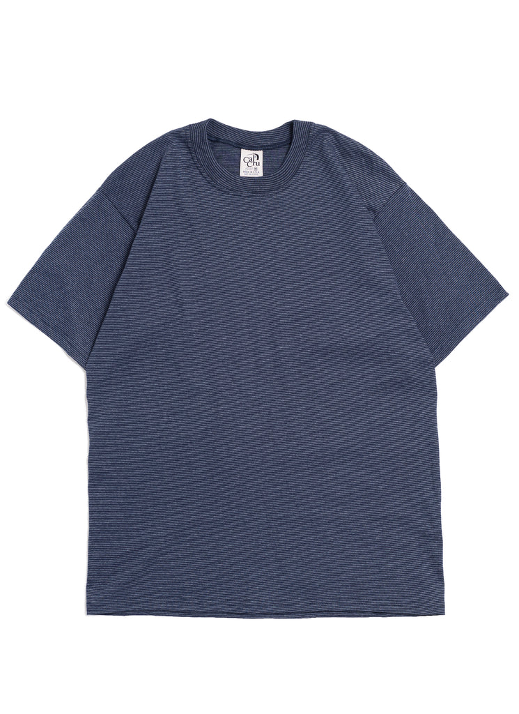 Calcru "Micro Border S/S T-shirt" Navy x Dark Grey